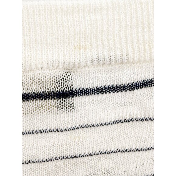 ROBERTO COLLINA WHITE/BLUE STRIPE SWEATER LINEN COTTON POLY BLEND S - Picture 4 of 10